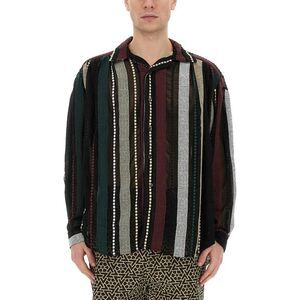 AIE Men's Striped Knit Button-Up Shirt Men MULTICOLOUR Shirts